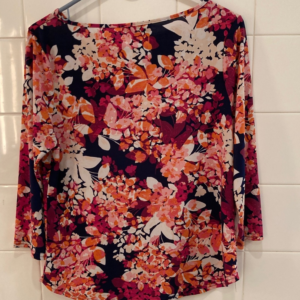 Peck & Peck Women's 3/4 Sleeve Tops - Floral and Abstract Multicolor - Picture 7 of 7